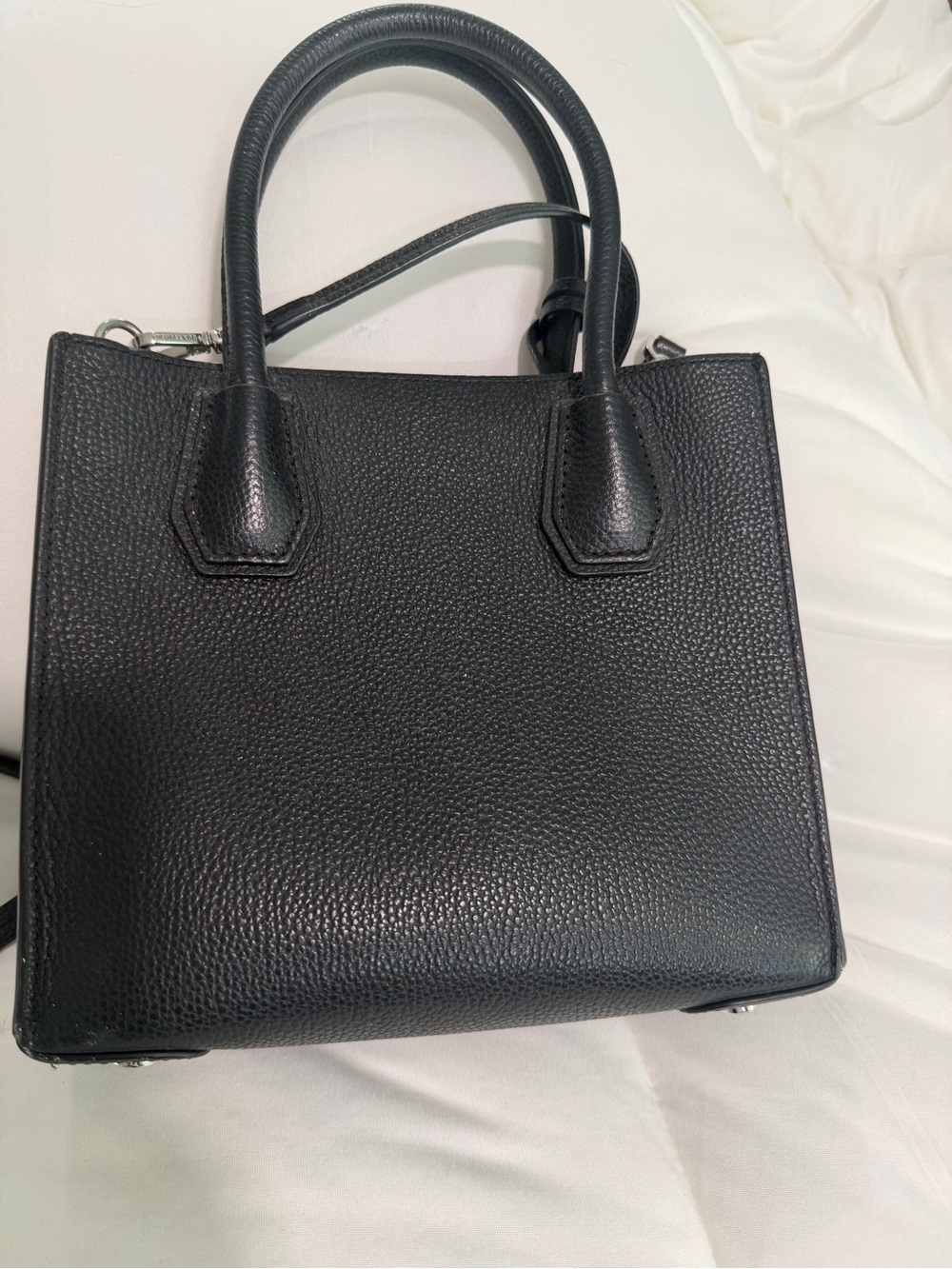 Michael Kors Black Pebbled Leather Satchel with Top Handles - Picture 6 of 10
